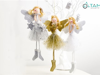 Thiên thần treo trang trí Noel váy lưới vải voan X-PKTBIG-02